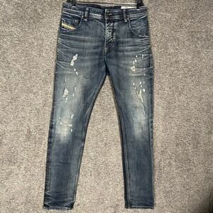 Diesel Industry Krayver Slim Carrot Men's‎ 29x32 Distressed Blue Jeans